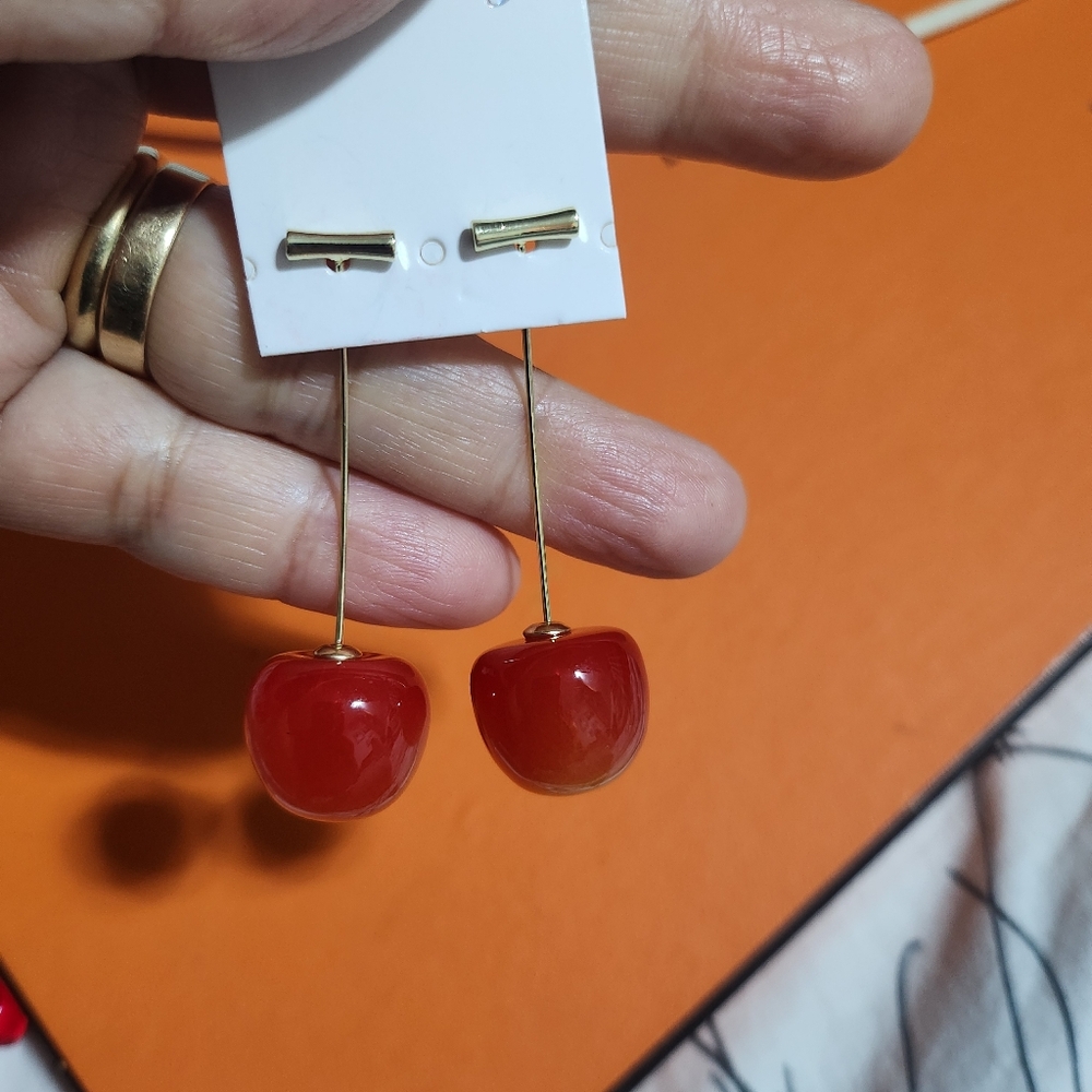Cherry Red Dangle Earrings